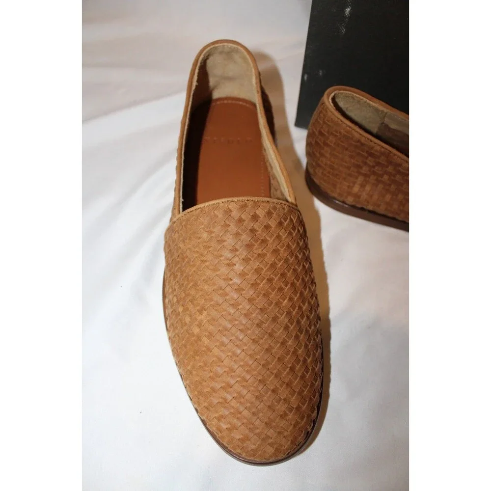 NISOLO MEN'S ALEJANDRO‎ WOVEN LEATHER SLIP ON SHOES TOBACCO BROWN NIB $190